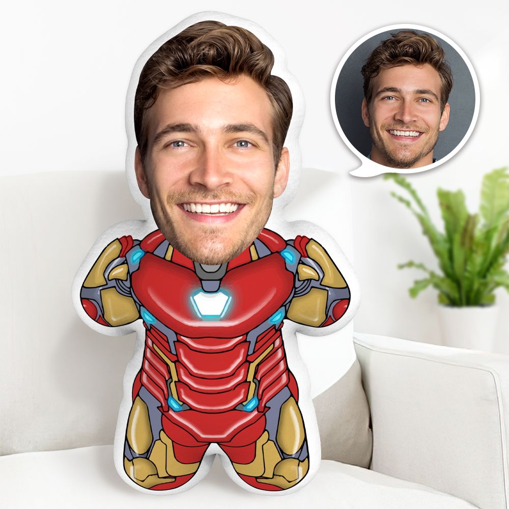 Pillow Face Iron Man Minime Throw Pillow Custom Face Pillow Personalised Marvel Minime Pillow Father's Day Gift Ideas - MyFaceTshirt