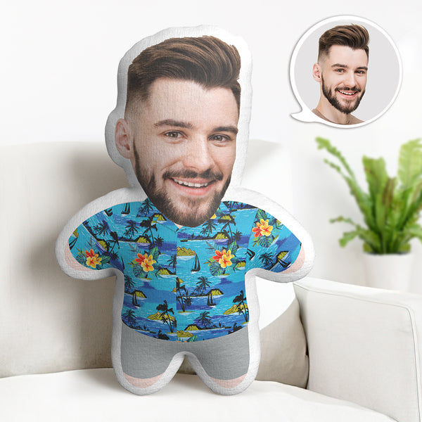Face Pillow Hawaiian Minime Doll Custom Face Personalised Photo Throw Pillow - MyFaceTshirt