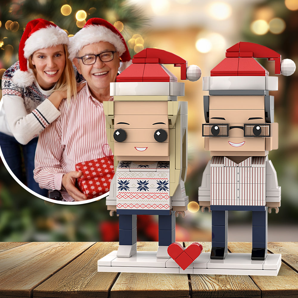 Custom Full Body Christmas Brick Figure 2 Persons Small Particle Block Toy Brick Me Figures Couple's Special Edition