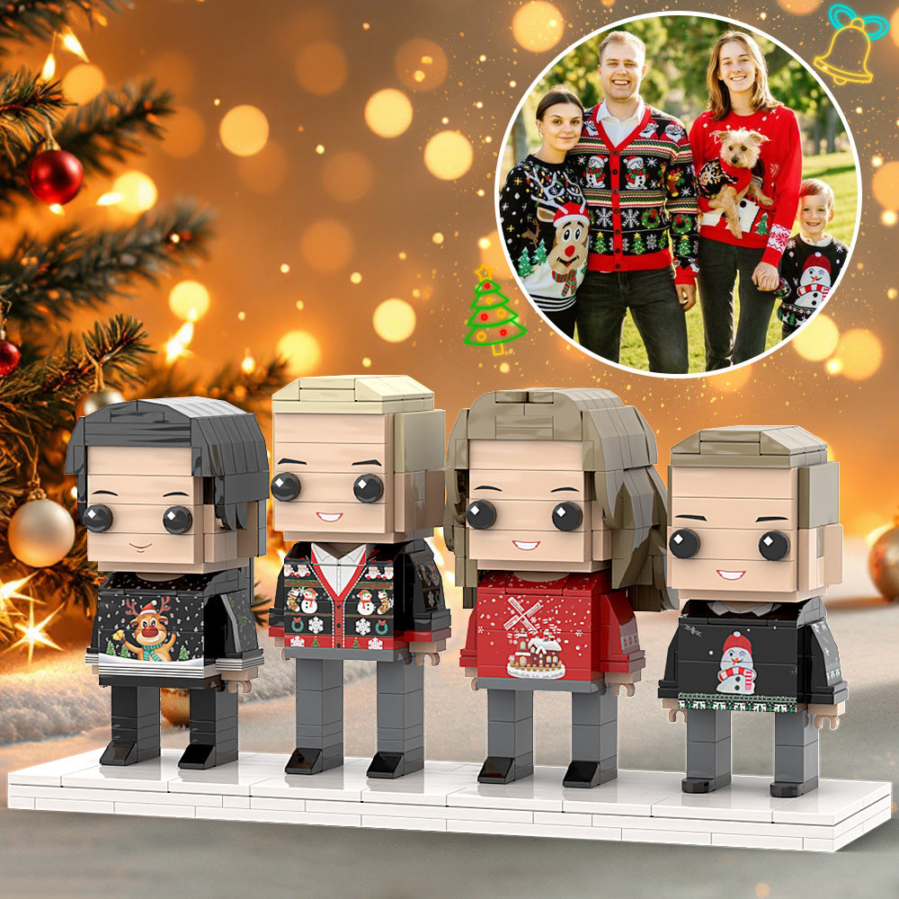 Full Body Customizable 4 People Custom Brick Figures Small Particle Block