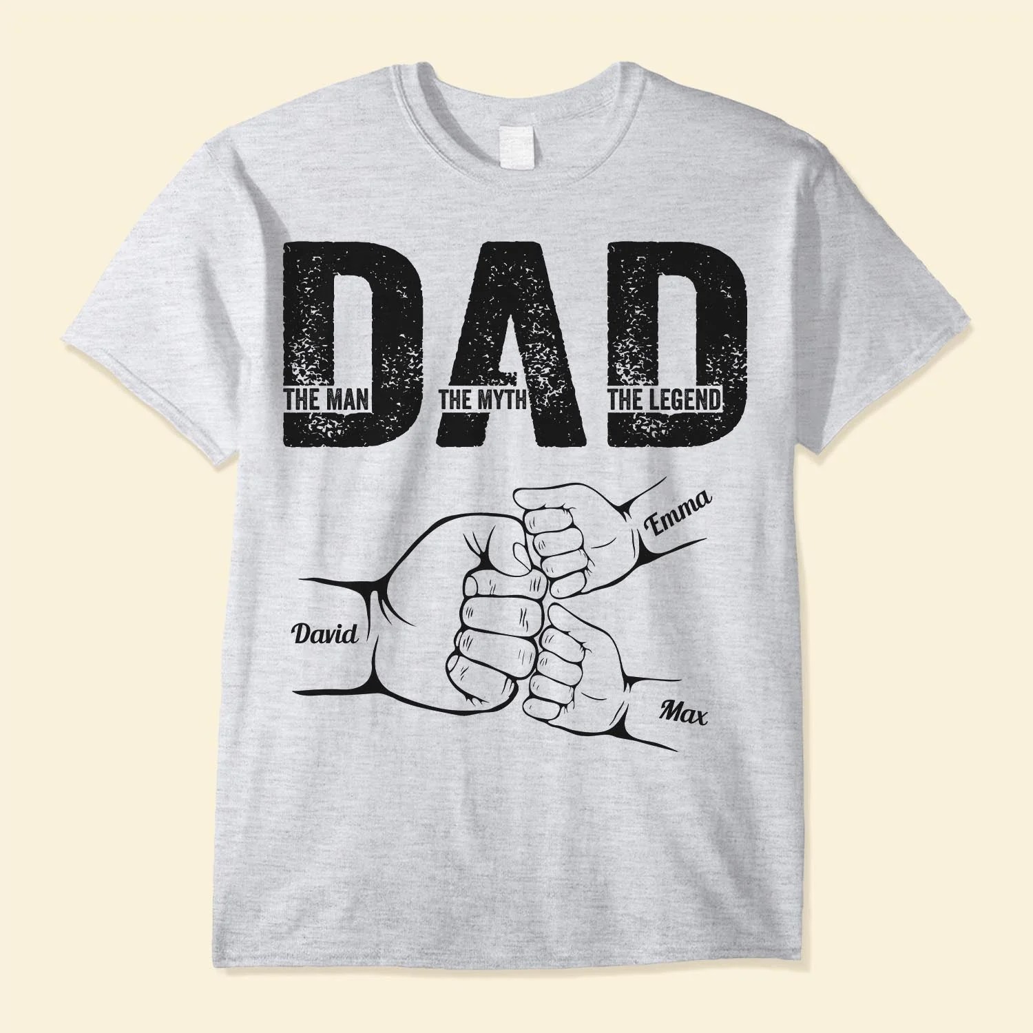 Personalized T-shirt Fist Bump with Custom Name for Super Dad