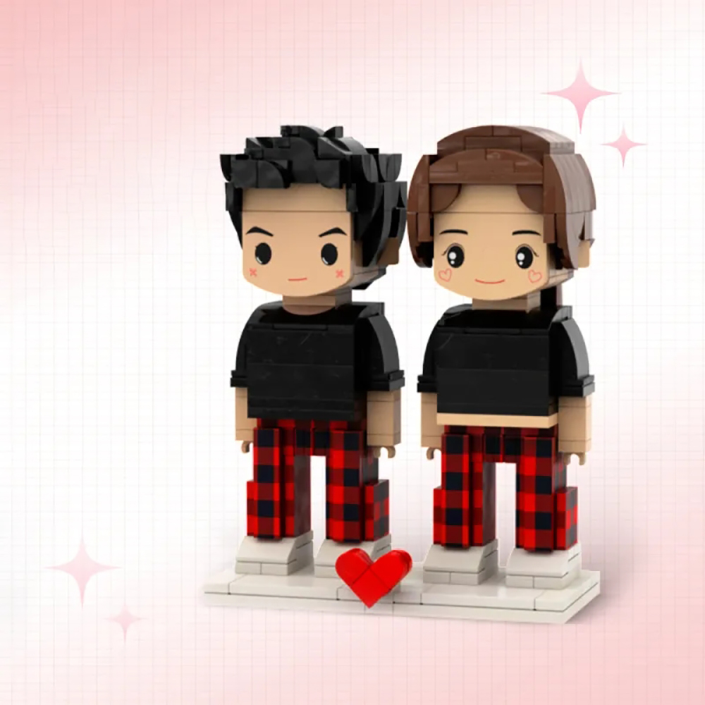 Sweet Couple Gifts Customizable Fully Body 2 People Custom Brick Figures Persanalized Cute Face Brick Figures
