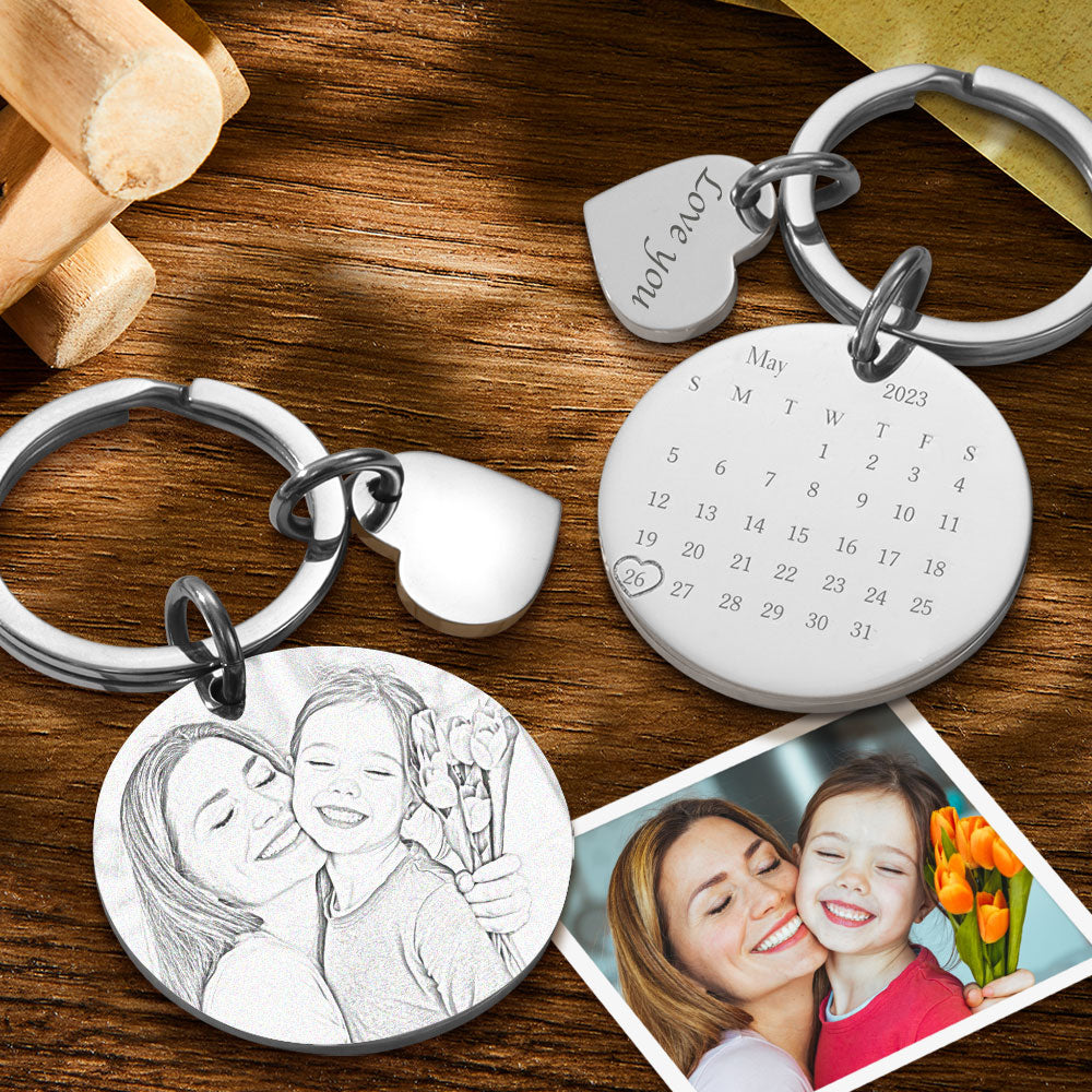 Mother's Day Gift Personalized Calendar Key-chain Significant Date Marker Gift for Couples - MyFaceTshirt