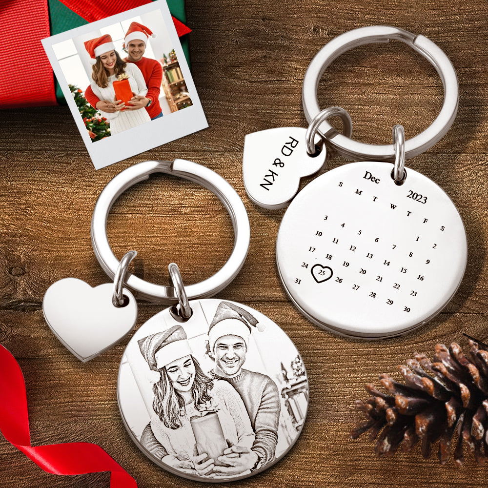 Personalized Calendar Key-chain Significant Date Marker Gift for Couples Christmas Gift - MyFaceTshirt
