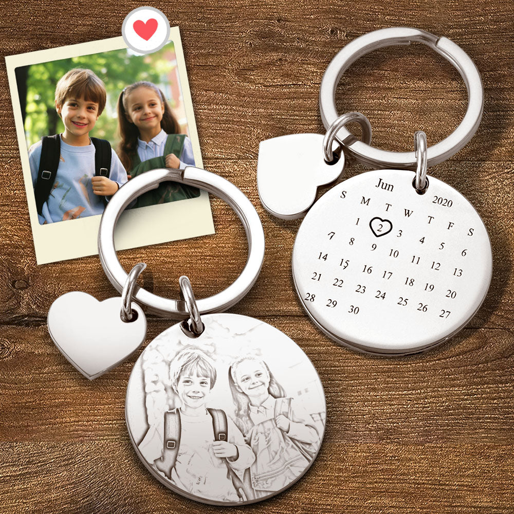 Personalized Calendar Key-chain Significant Date Marker Back To School Gift - MyFaceTshirt