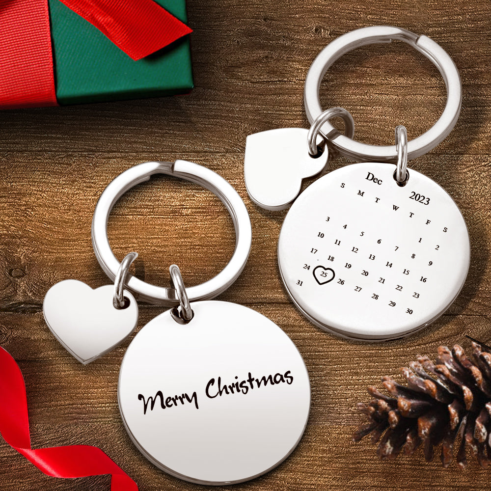 Christmas Gift Custom Calendar Keychain Save The Date Keychain Anniversary Gift - MyFaceTshirt