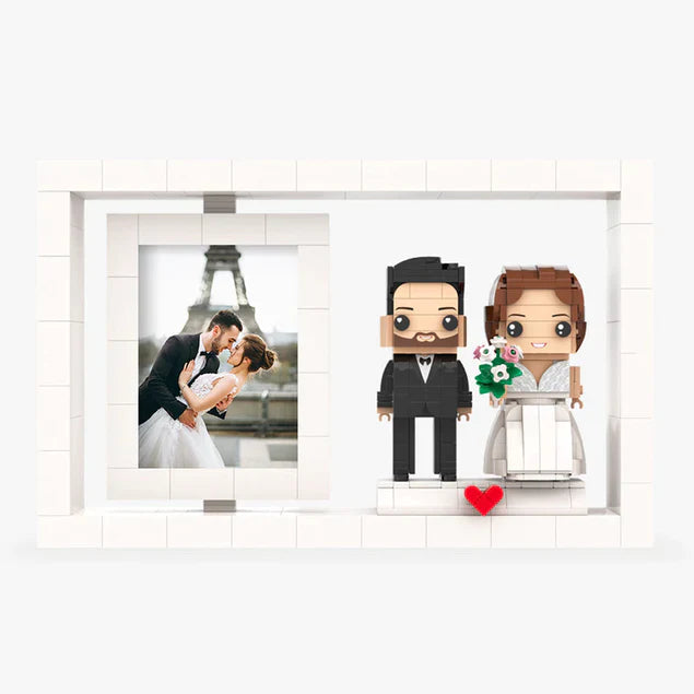 Full Body Customizable 2 People Custom Brick Figures Photo Frame Universal Interlocking Plastic Toy Home Decor Brick Me Figures Gift For Wedding Bride