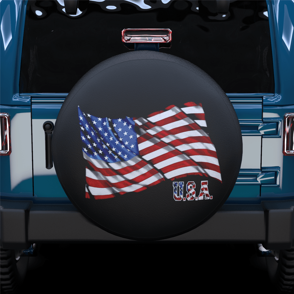American Flag Fluttering Spare Tire Cover For RV - MyFaceTshirt
