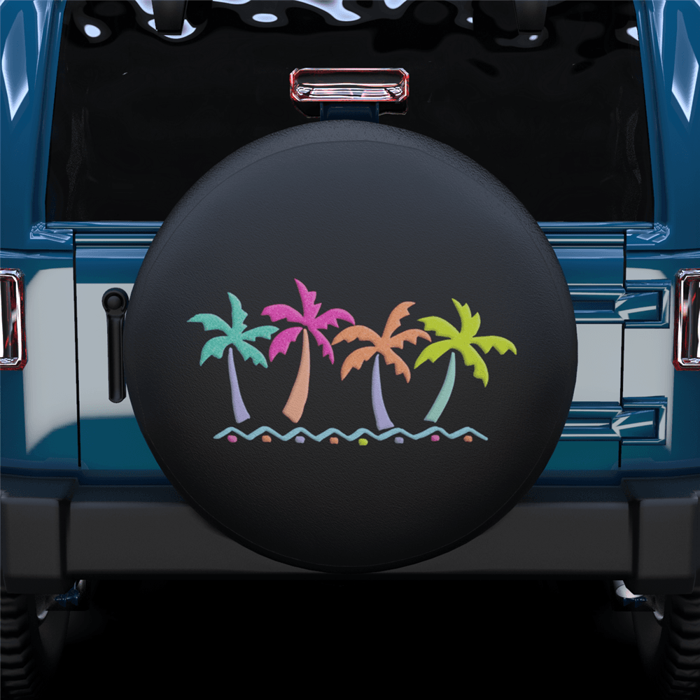 Colorful Coconut Tree Spare Tire Cover For Jeep/RV/Camper/SUV - MyFaceTshirt