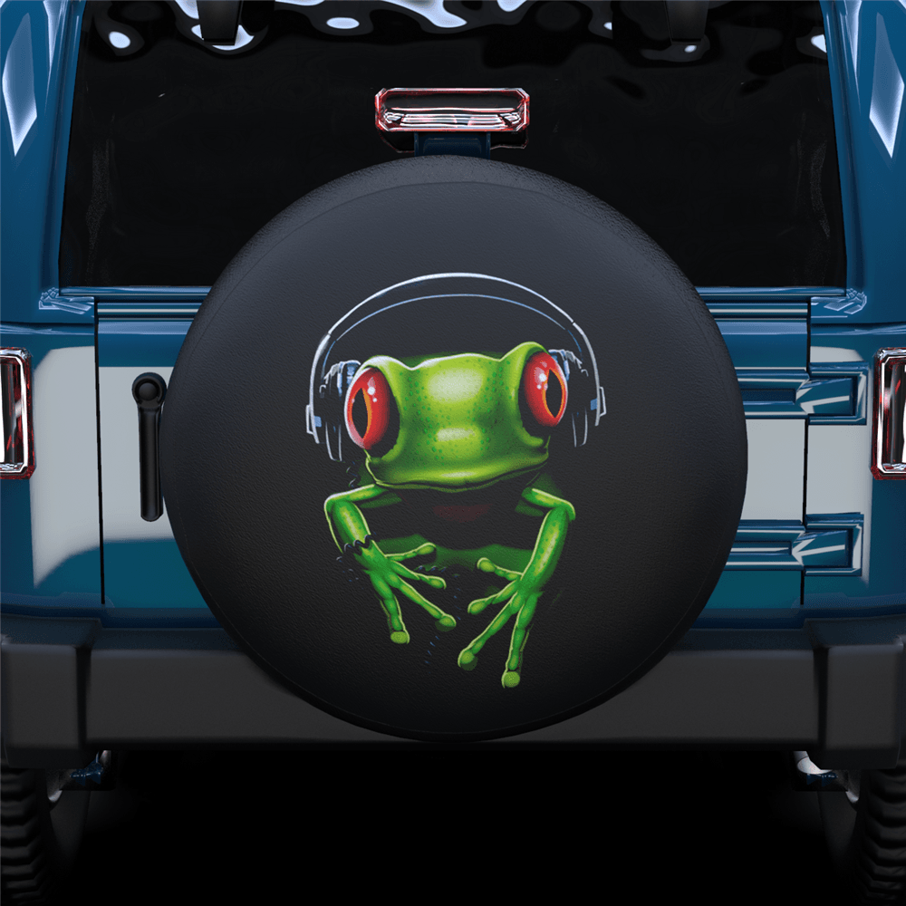 Frog Listening To Music Spare Tire Cover For SUV - MyFaceTshirt