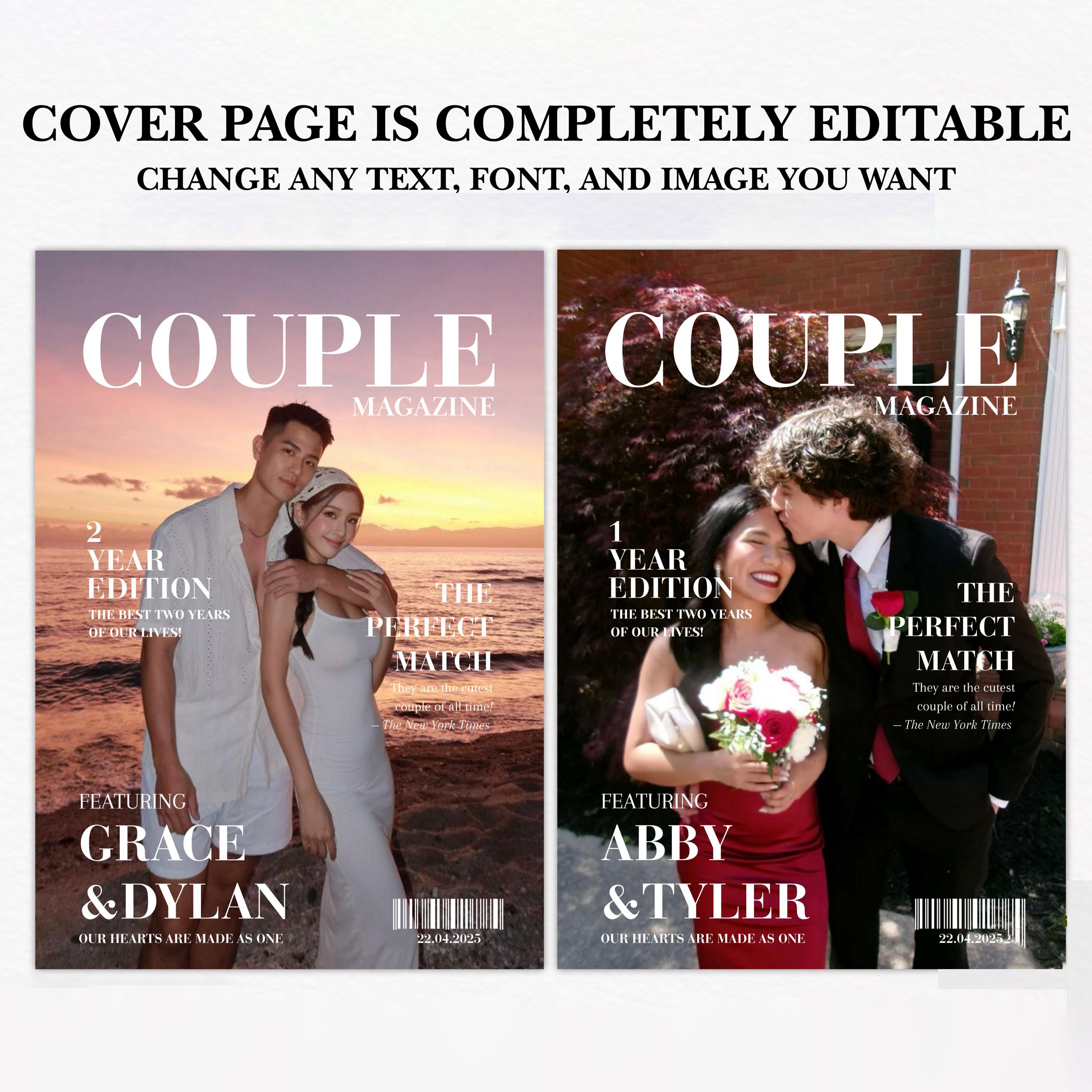 Anniversary Magazine Editable Couples Magazine Personalized Magazine for Couples - MyFaceTshirt