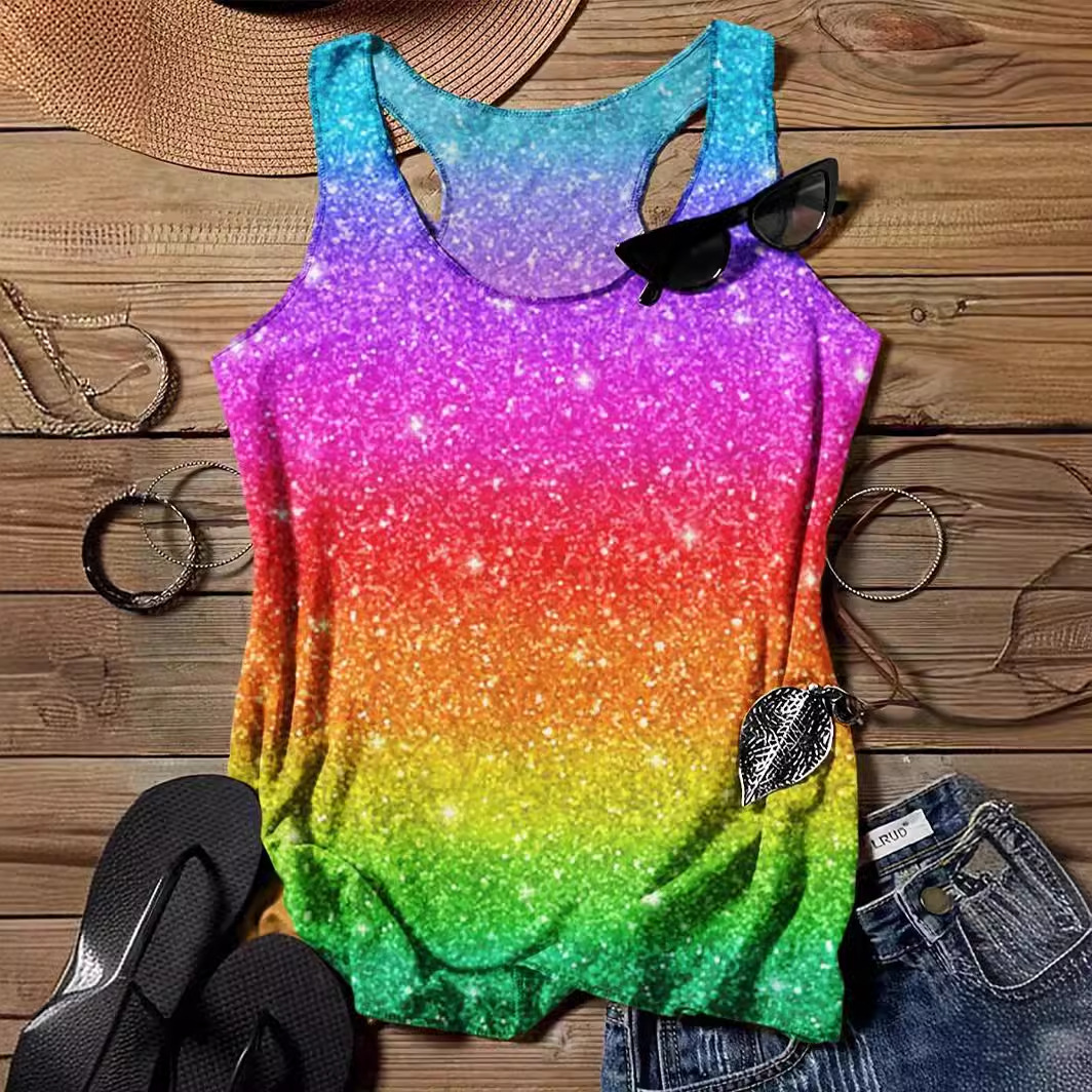 Men’s Shiny Rainbow Tank Top Size S to 2XL LGBT Pride Art Print Sleeveless Shirt