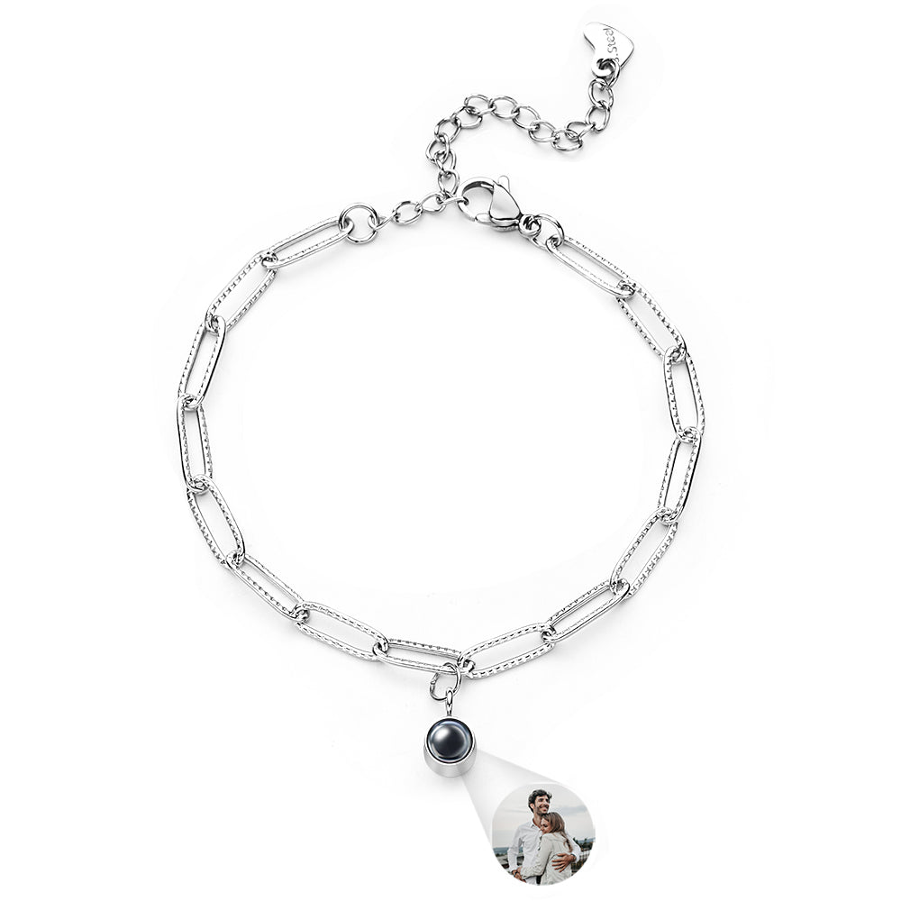 Custom Projection Bracelet Unique Paper Clip Chain Simple Gift for Her - MyFaceTshirt