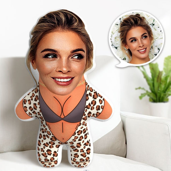 My Face Pillow Custom Face Minime Throw Pillow Sexy Leopard Bikini Custom Face Personalised Minime Doll - MyFaceTshirt