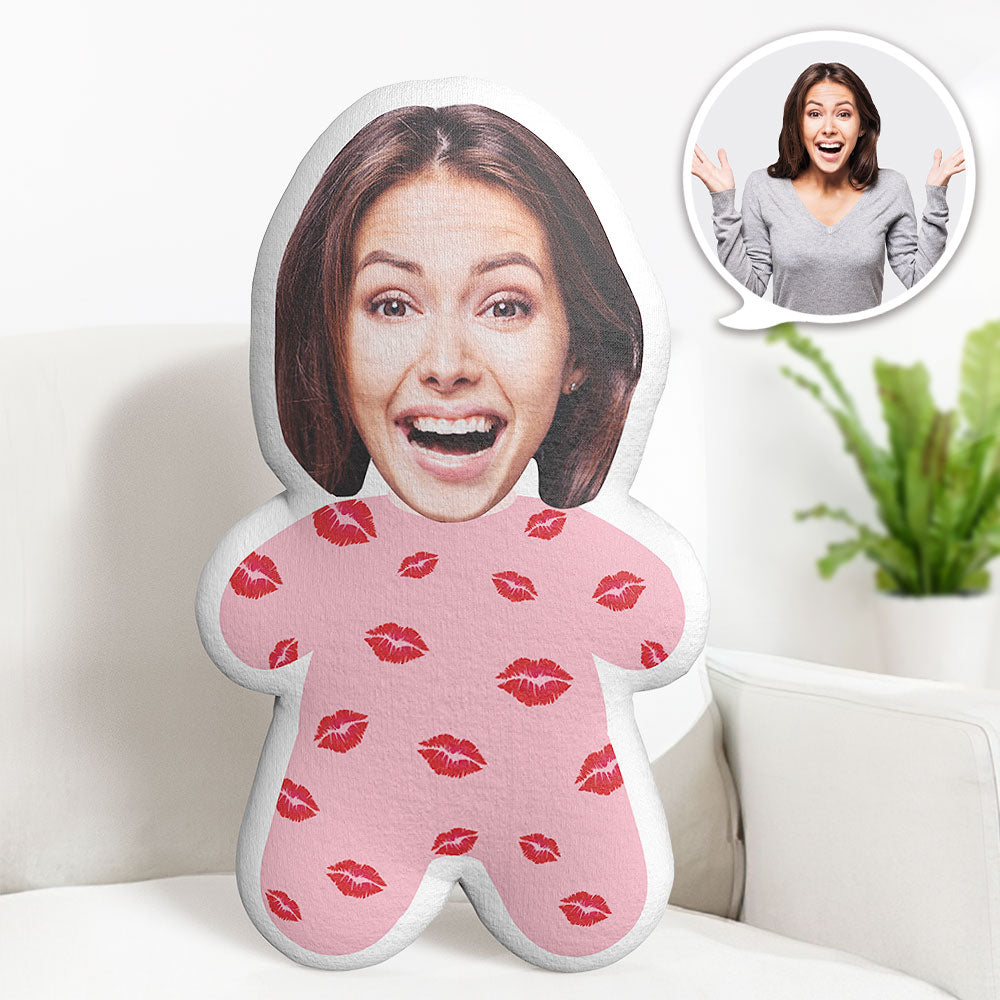 Custom Face Pillow Kiss Me Minime Pillow Personalized Photo Pillow Best Gift for Her - MyFaceTshirt