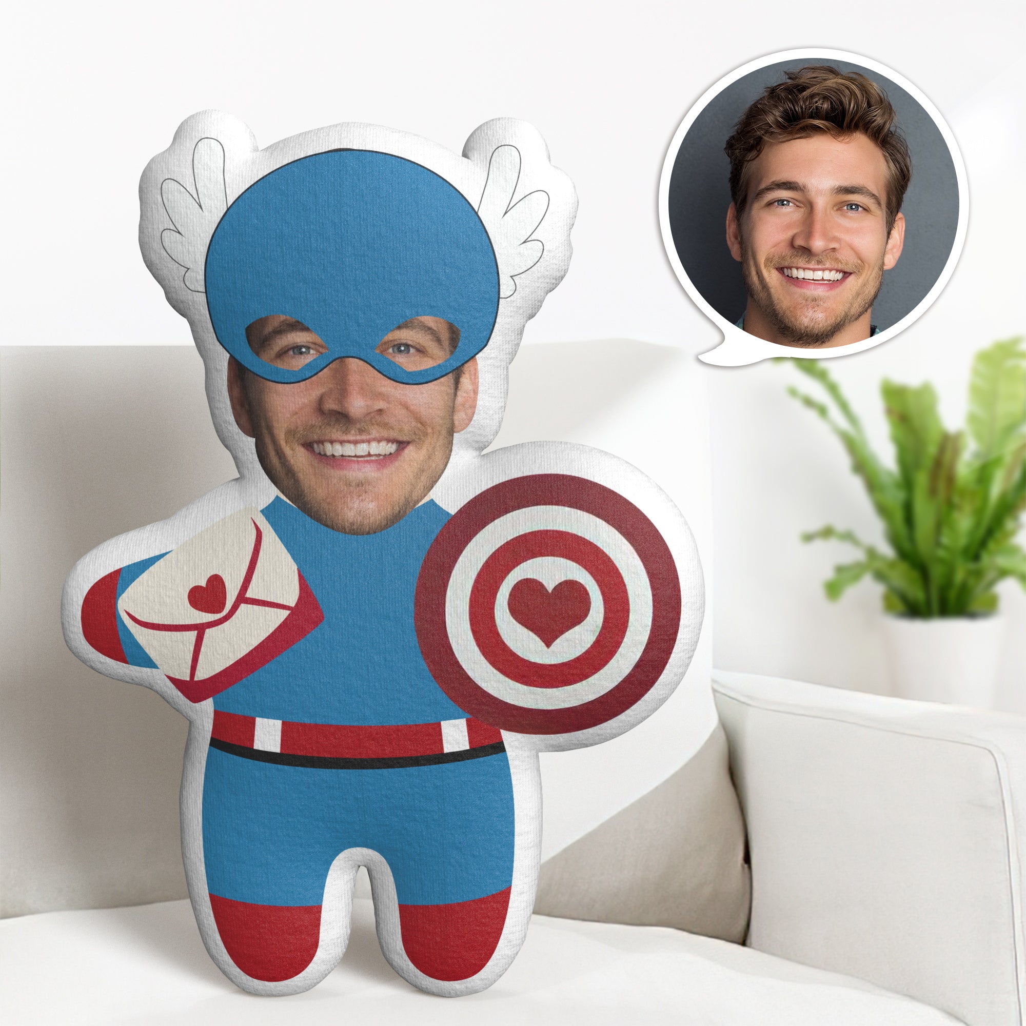 Custom Captain America Gifts Personalized Valentine's Day Minime Throw Pillow - MyFaceTshirt