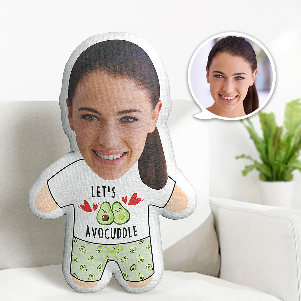 Let's Avocuddle Minime Teddy Pillow Custom Face Personalized Photo Minime Doll - MyFaceTshirt