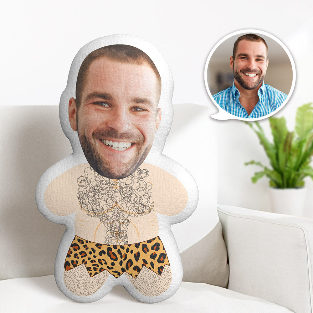 Caveman Custom Face Minime Teddy Pillow Personalized Photo Minime Doll Personalized Gifts - MyFaceTshirt