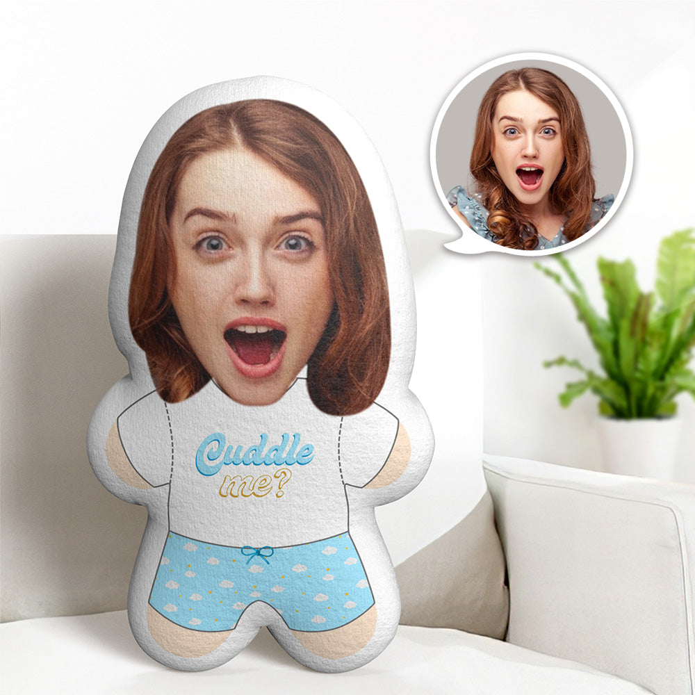 Custom Face Minime Teddy Pillow Cuddle Me Girl Personalized Photo Minime Doll - MyFaceTshirt