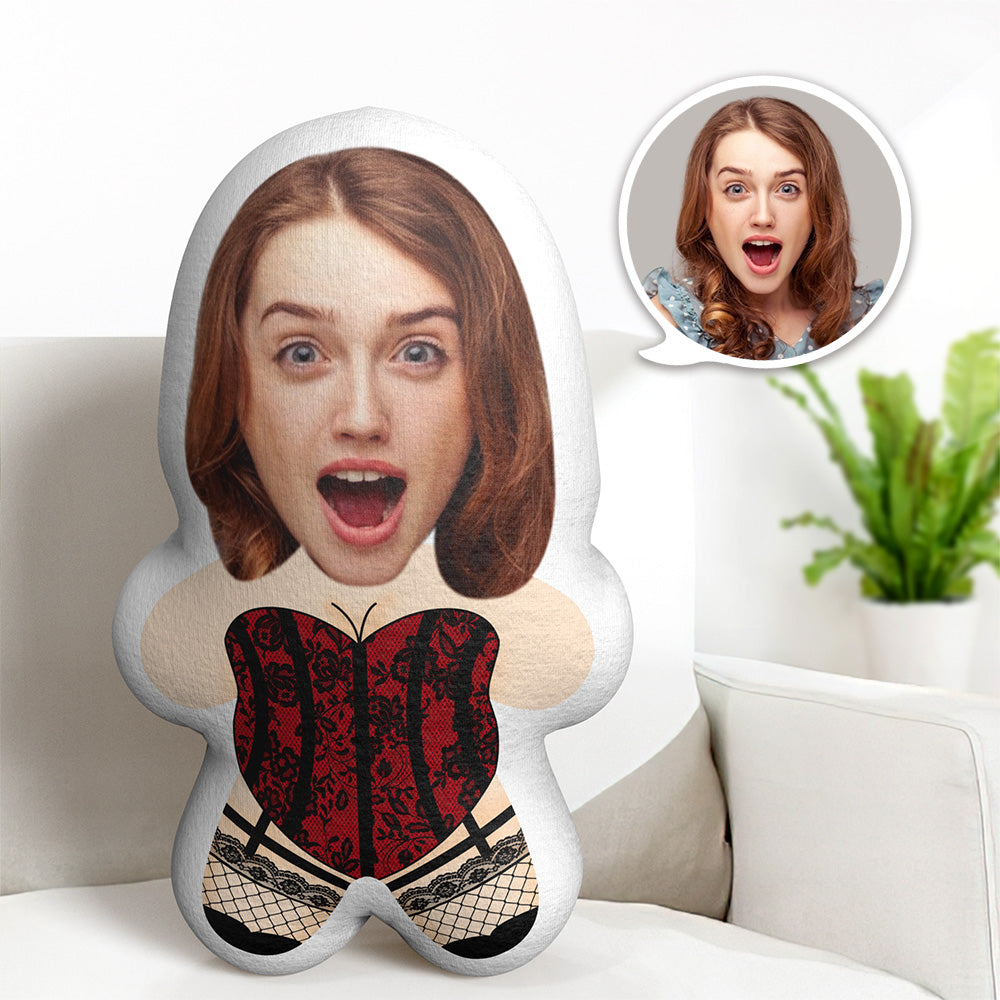 Custom Minime Throw Pillow Black Lace Women Custom Face Gifts Personalized Photo Minime Pillow - MyFaceTshirt