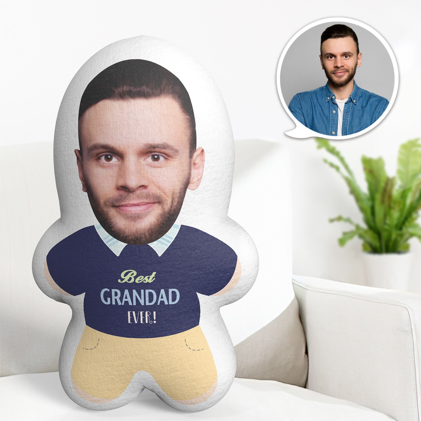 Custom Face Pillow Blue Shirt Body Pillow Personalized Photo Pillow MiniMe Pillow Funny Gifts Best Gifts - MyFaceTshirt