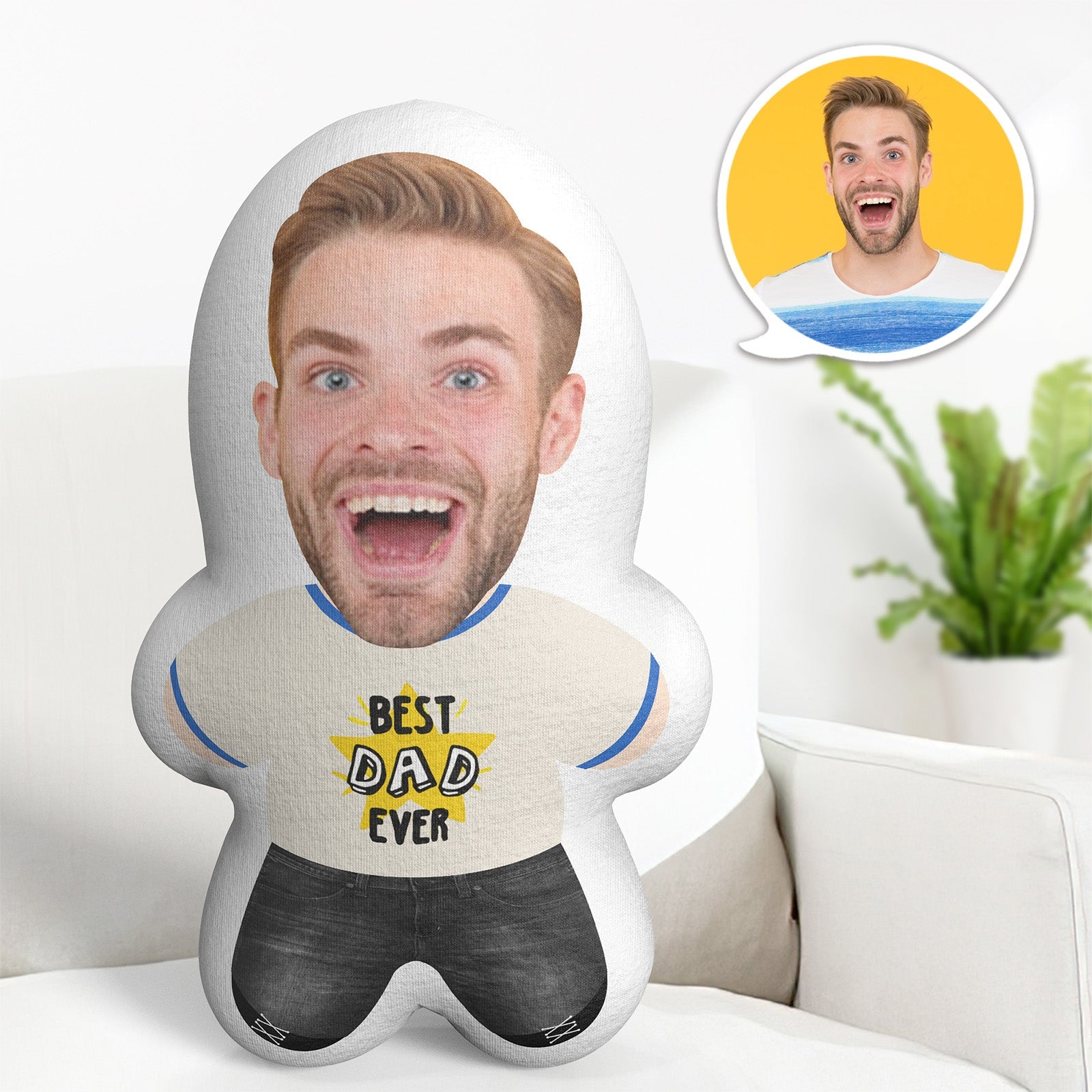 Personalized Photo Pillow Custom Best Dad Ever Minime Pillow Father's Day Gifts - MyFaceTshirt