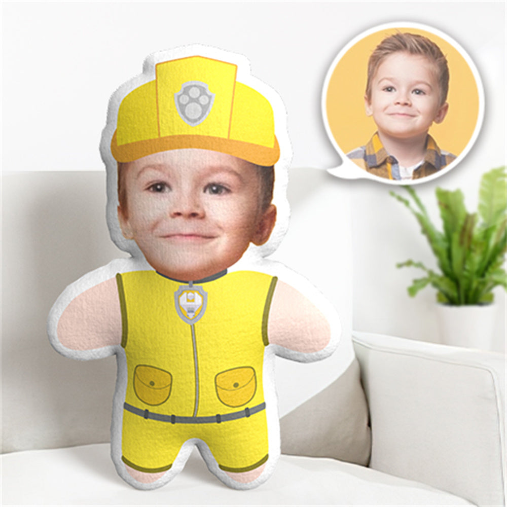 Pillow Face Rubble Paw Patrol Minime Throw Pillow Custom Face Personalised Minime Doll - MyFaceTshirt