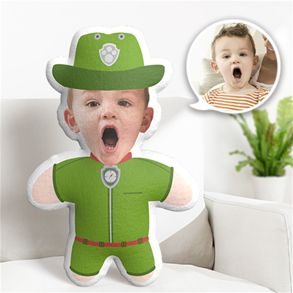 Custom Face Pillow Tracker Paw Patrol Minime Throw Pillow Custom Face Personalised Minime Doll - MyFaceTshirt