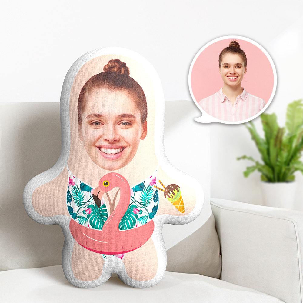 Custom Photo Face Pillow Flamingo Rubber Ring Face Pillow