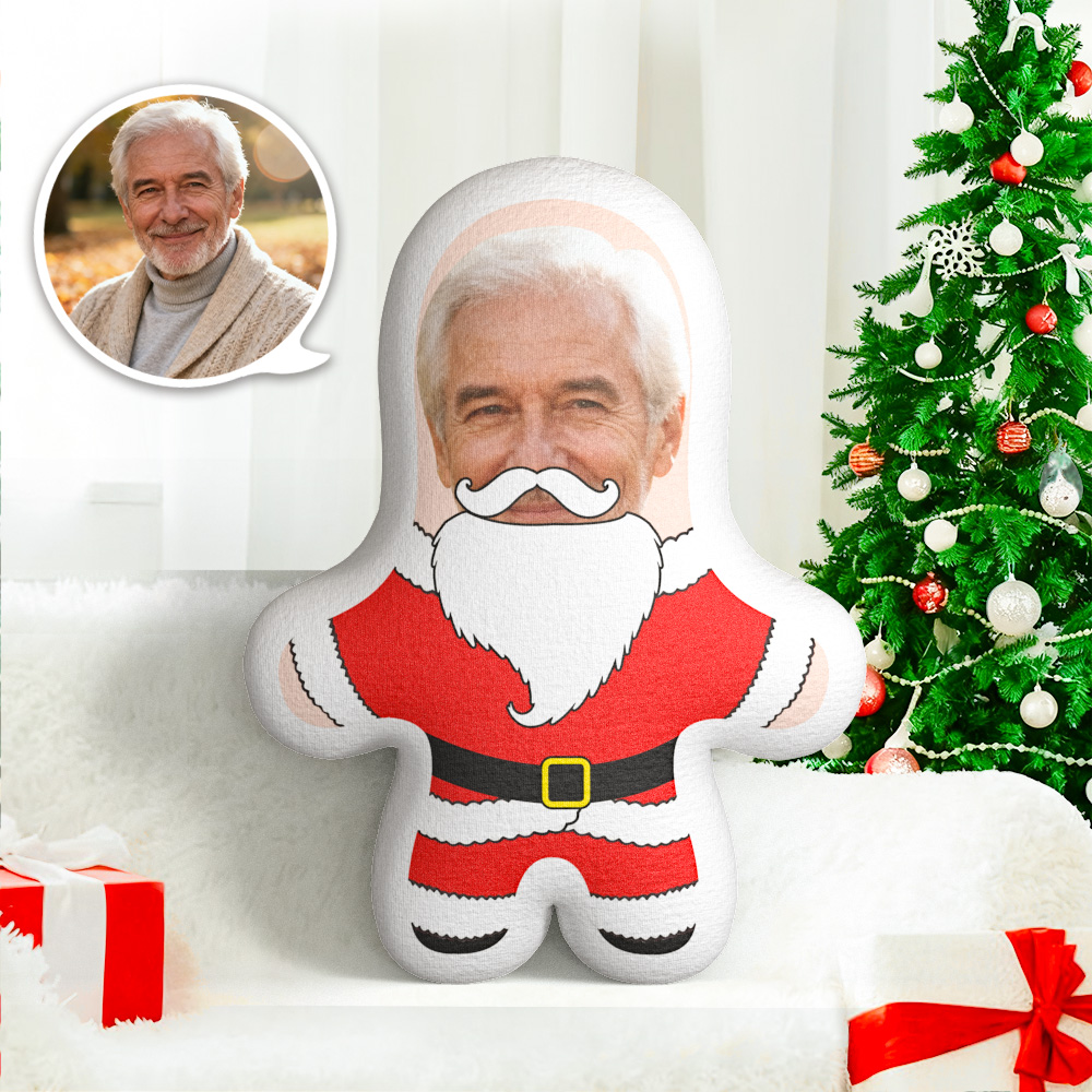 Custom Face Photo Pillow Christmas Santa MiniMe Pillow Christmas Gifts for Grandpa - MyFaceTshirt