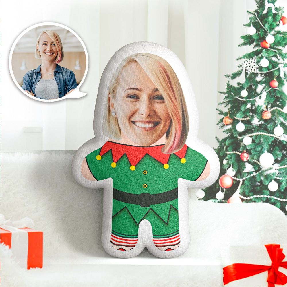 Personalized Face Photo Pillow Christmas Elf MiniMe Pillow Christmas Gifts for Girlfriend - MyFaceTshirt