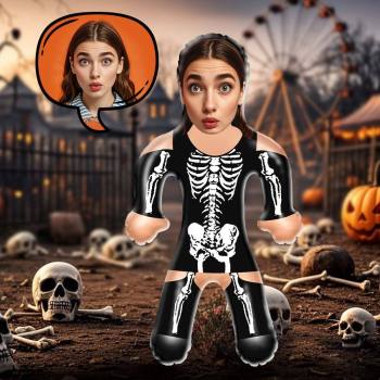 Halloween Skeleton Lady Air Minime Doll, Customized Halloween Party Gift - MyFaceTshirt