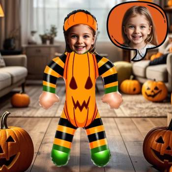 Halloween Cute Pumpkin Air MiniMe Dolls, Personalized Blow Up dolls, Halloween Gifts for Kids - MyFaceTshirt
