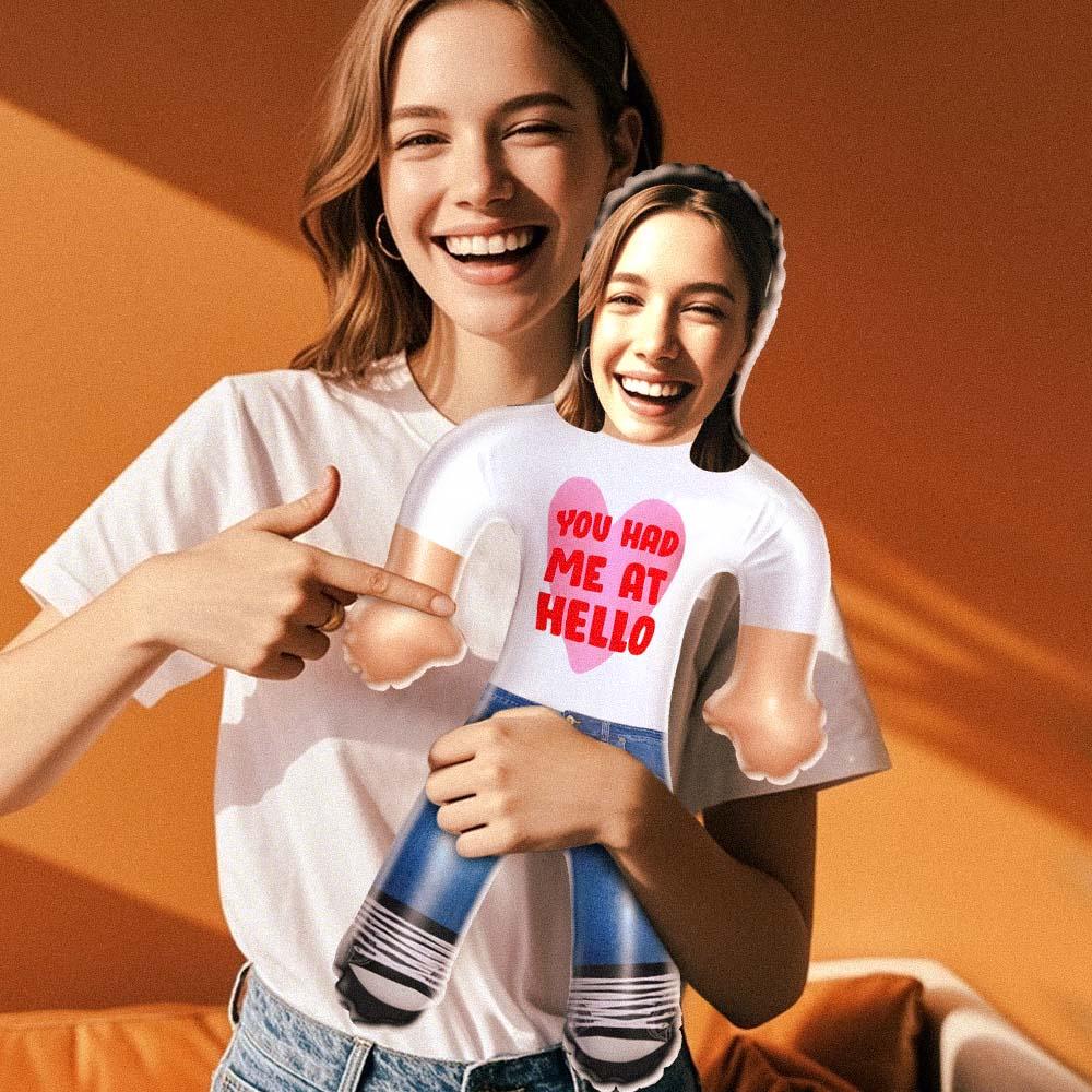 Custom Couple Doll Face Blow Up Doll Valentine's Day - You Had Me At Hello - MyFaceTshirt