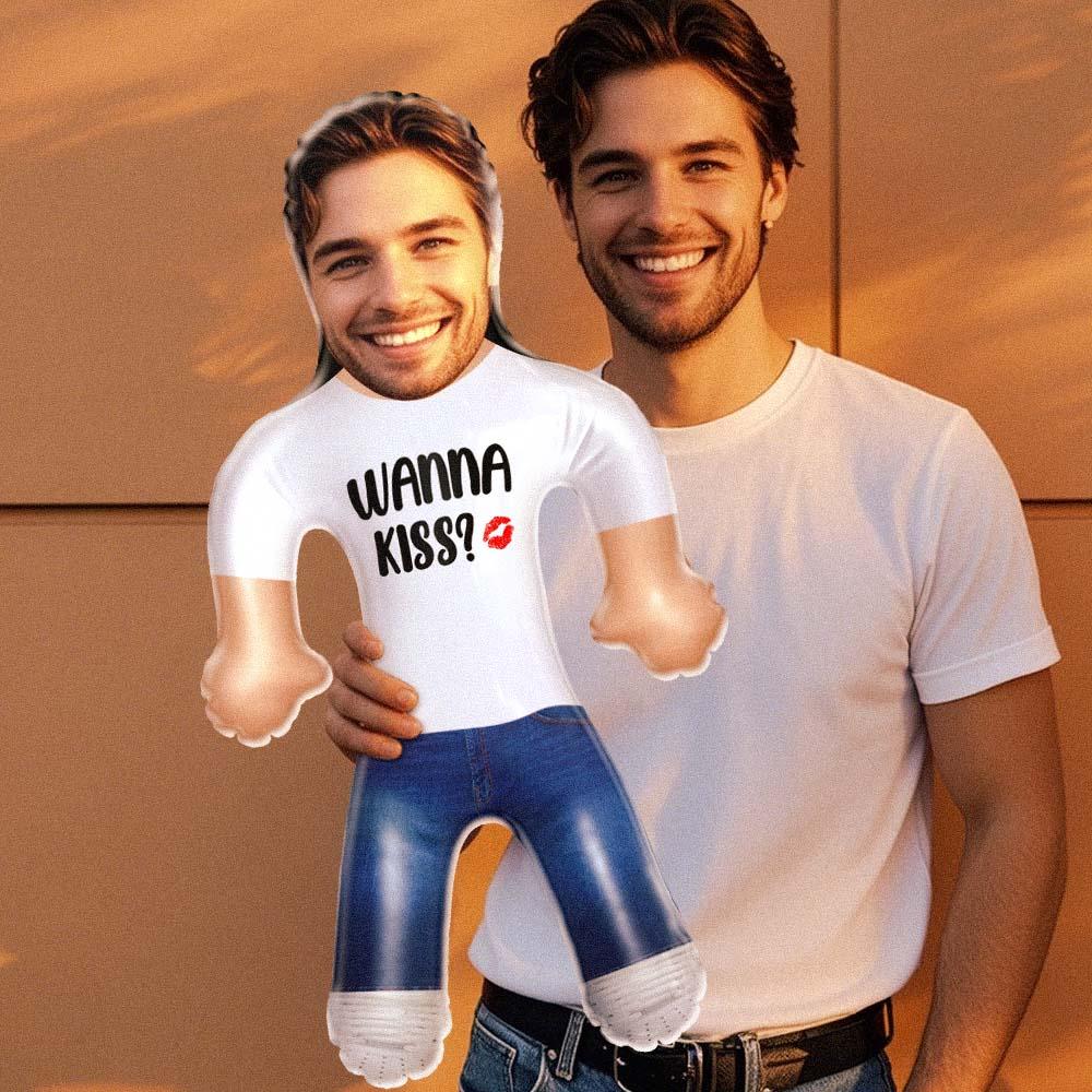 Custom Inflatable Funny Blow Up Doll Custom  Air Minime Doll For Couple - Wanna Kiss - MyFaceTshirt