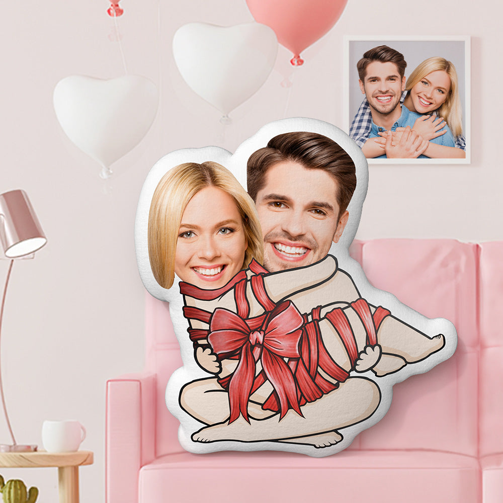 Custom Valentine's Day Gifts Pillow Face Pillow Bow Tie Couple Pillow - Get Photo Blanket