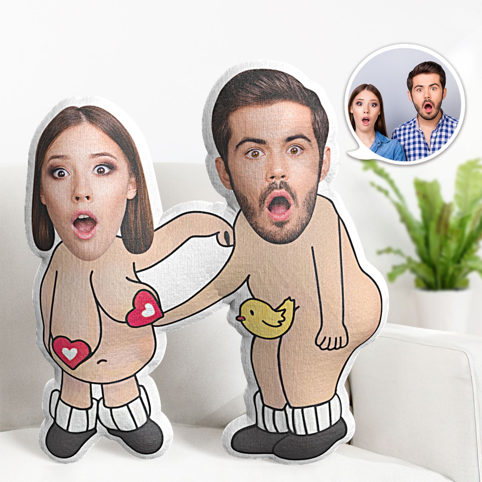 Custom Couple Pillow Valentine's Day Gifts Face Pillow Heart And Bird - MyFaceTshirt