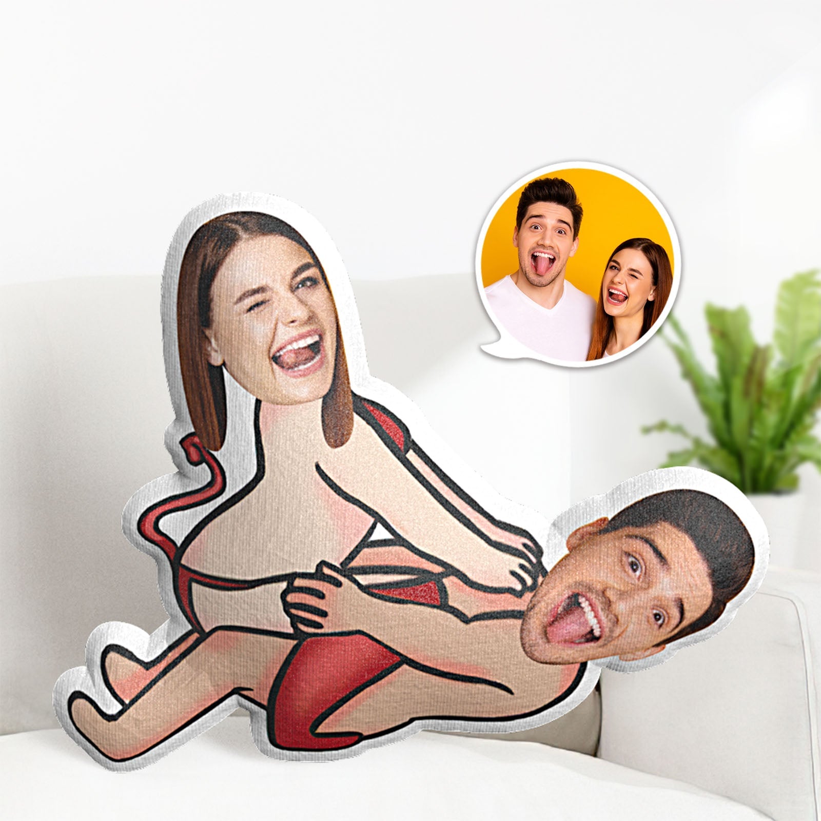 Custom Couple Pillow Valentine's Day Gifts Face Pillow Little Devil - MyFaceTshirt