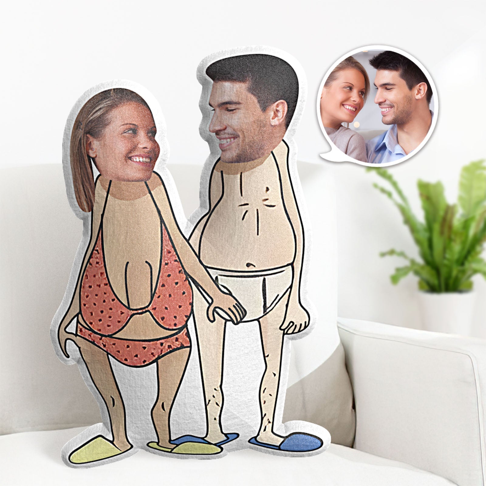 Custom Couple Pillow Valentine's Day Gifts Face Pillow Primitive Couple - MyFaceTshirt