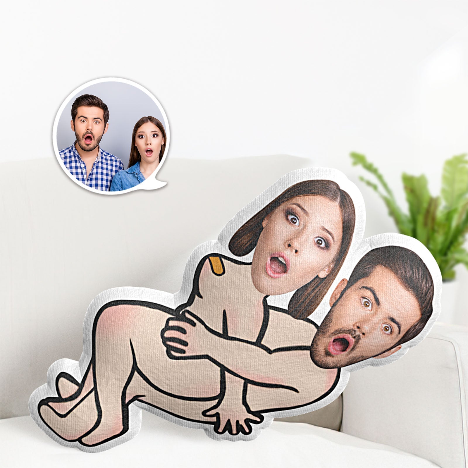 Custom Couple Pillow Valentine's Day Gifts Face Pillow Naked Couple - MyFaceTshirt
