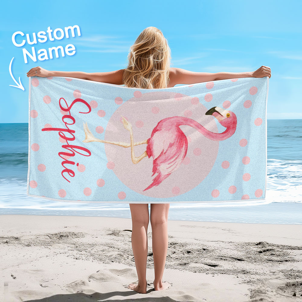 Personalized Lovely Flamingo Beach Towel for Summer & Beach Perfect Gifts