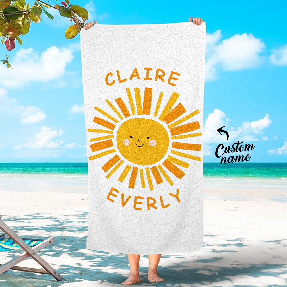 Personalized Sunny Beach Towel Beach Gift for Kids - MyFaceTshirt