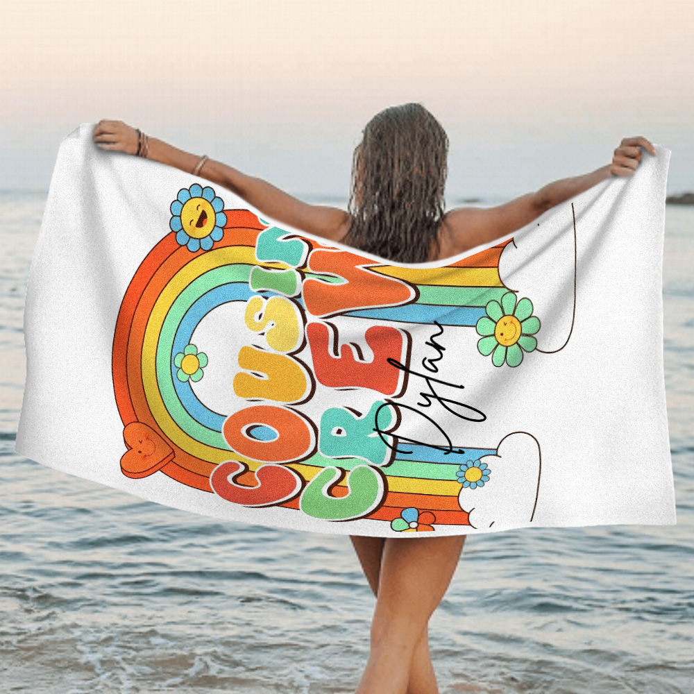 Custom Beach Towel with Name Personalized Cousin Crew Beach Towel Perfect Family Party Gift