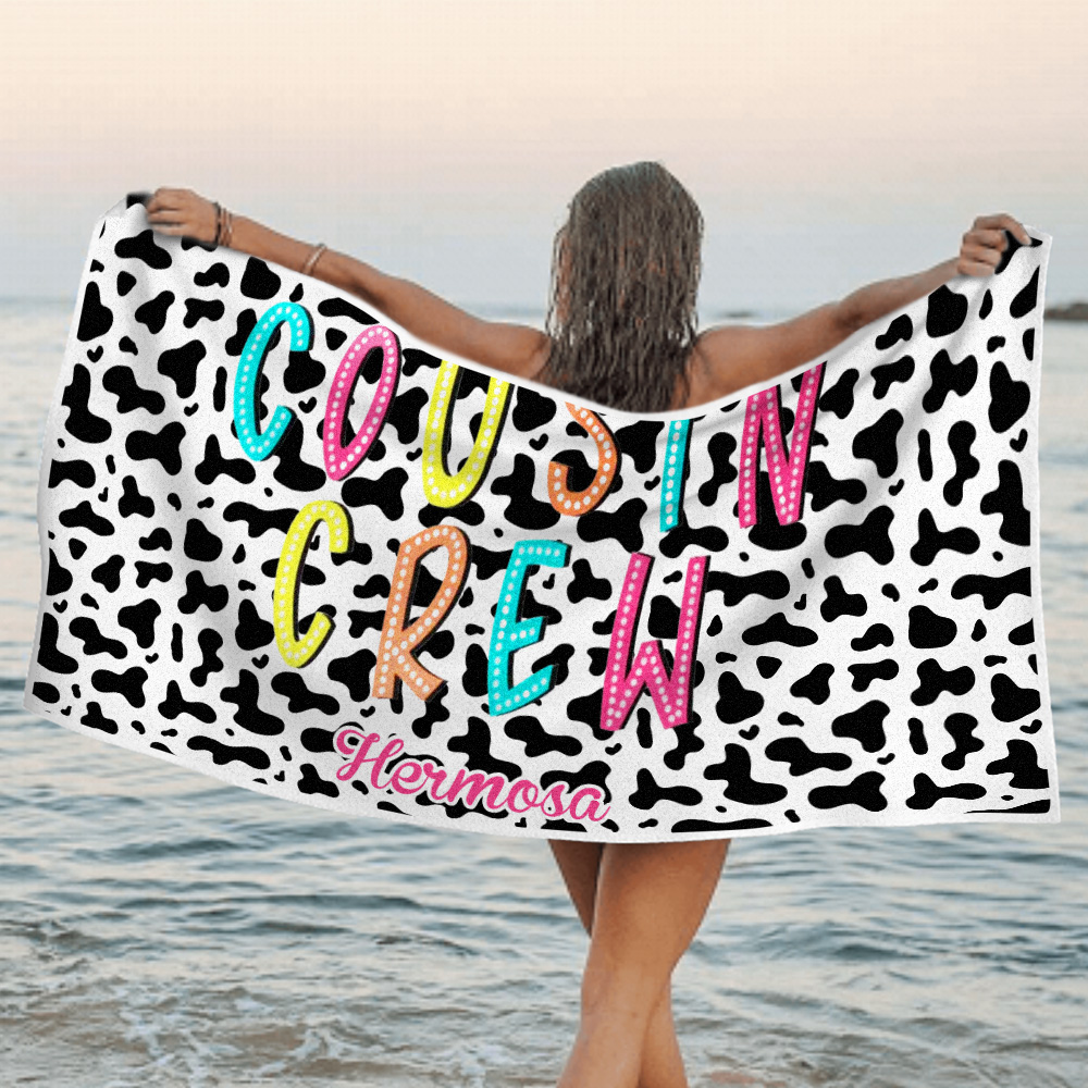 Custom Cousin Crew Beach Towel with Name Beach Towel Family Reunion Gift