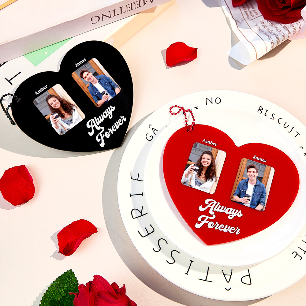 Customizable Black and Red Heart Style Purse Accessory Personalized Image and Text Charm for Your Bag Gift for Her On Anniversary