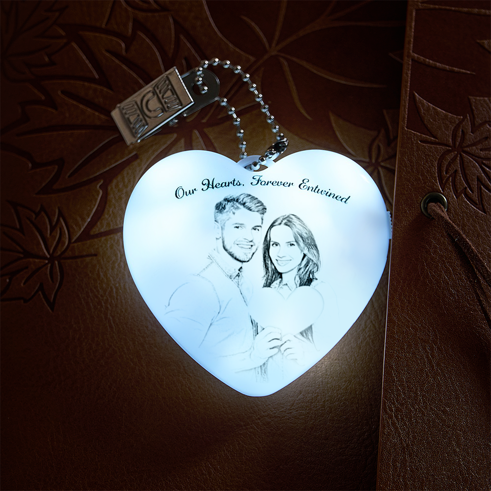 Personalized Photo Purse Light wth Meaingful Text Palm-sized 30-day Standby Battery 2.55*2.71in Heart-touching Valentine's Day Gift for Her