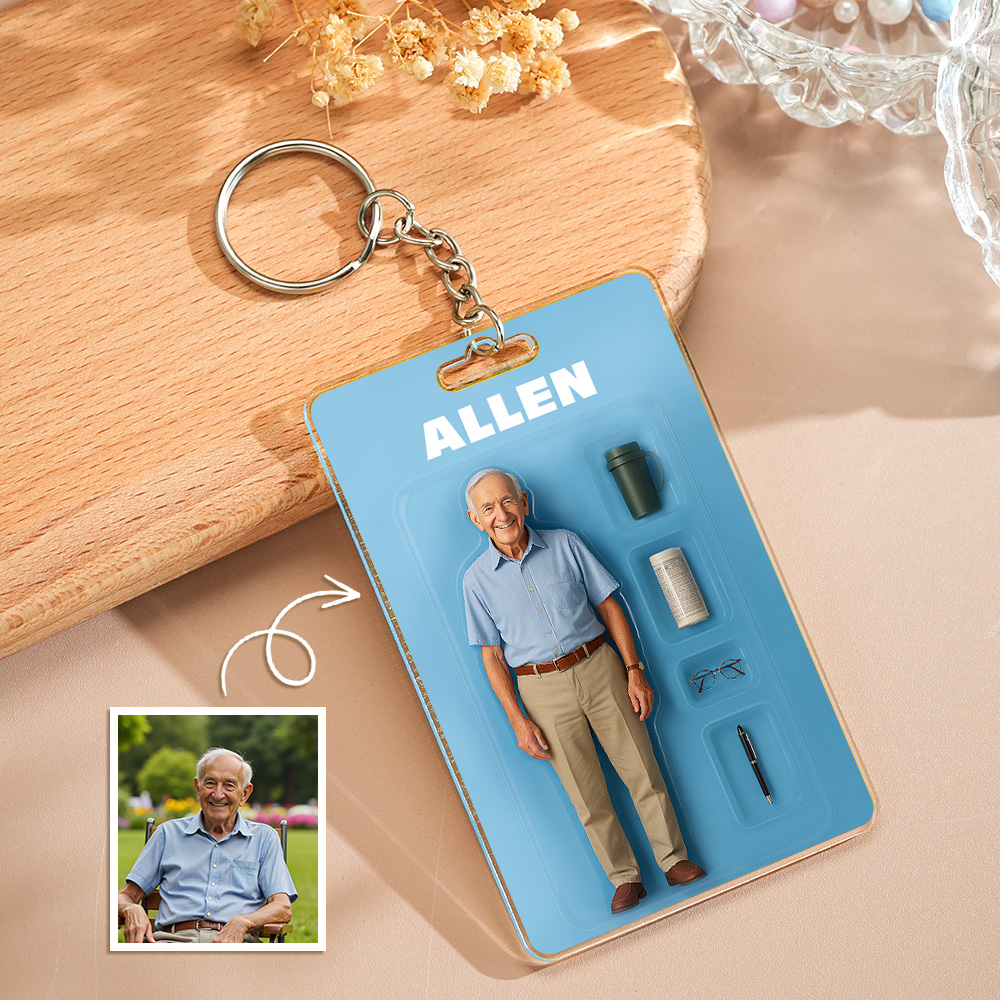 Custom 3D Action Figure Pack Packaging Toy Box Style Art Gift Personalized Acrylic Keychain