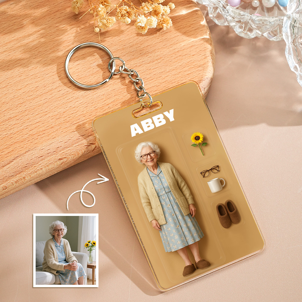 Custom 3D Action Figure Pack Packaging Toy Box Style Art Gift Personalized Acrylic Keychain Gift for Mom