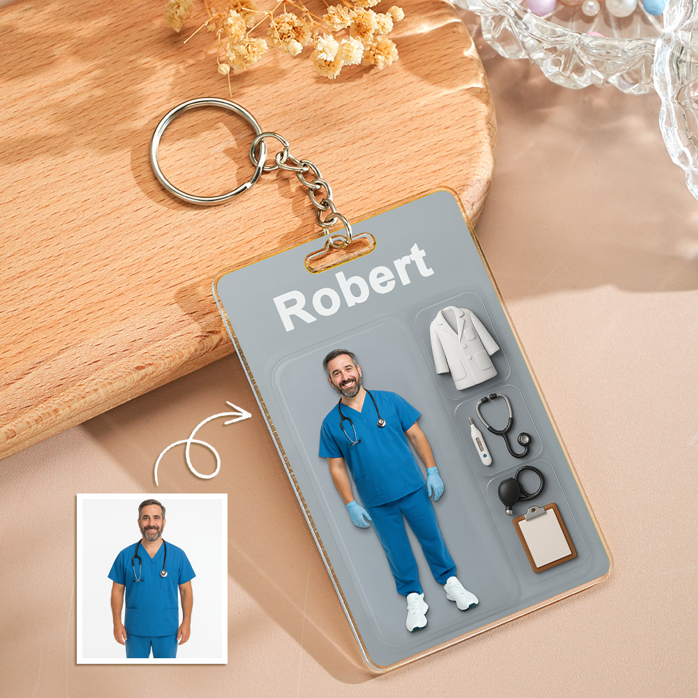 Custom 3D Action Figure Pack Packaging Toy Box Style Art Gift Personalized Acrylic Keychain Gift for Mother