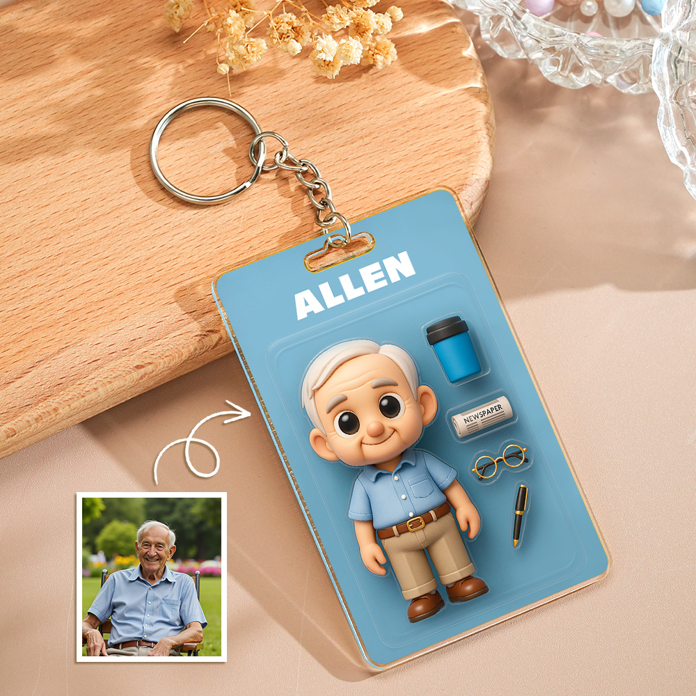 Custom Action Figure Pack Packaging Toy Box Style Art Gift Personalized Acrylic Keychain Gift for Family